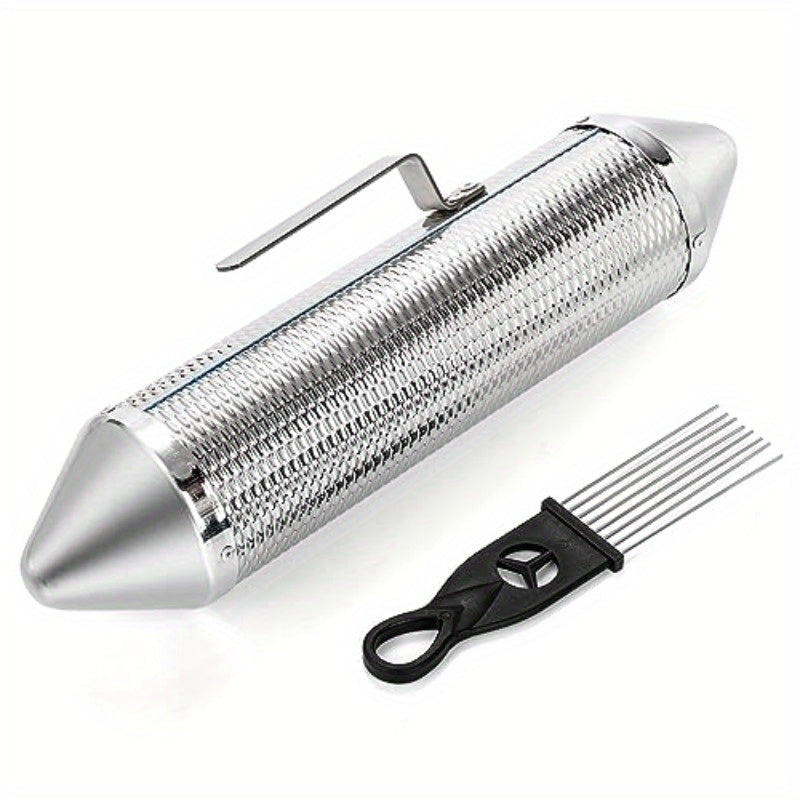 Stainless Steel Guiro Shaker with 2 Scrapers - 15" x 3" Latin Percussion Instrument, Professional Band & Home Musical Training Tool, Durable Metal Construction for Latin Music Enthusiasts, Musician Supply, Sleek Metallic Fini