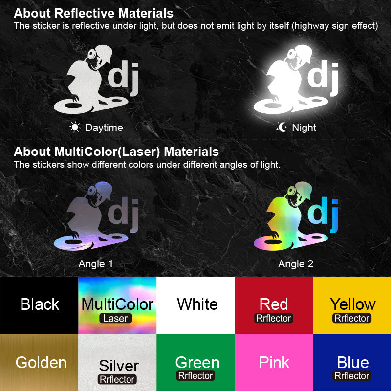 Music Club DJ Reflective Car Stickers Motorcycle Vinyl Decals