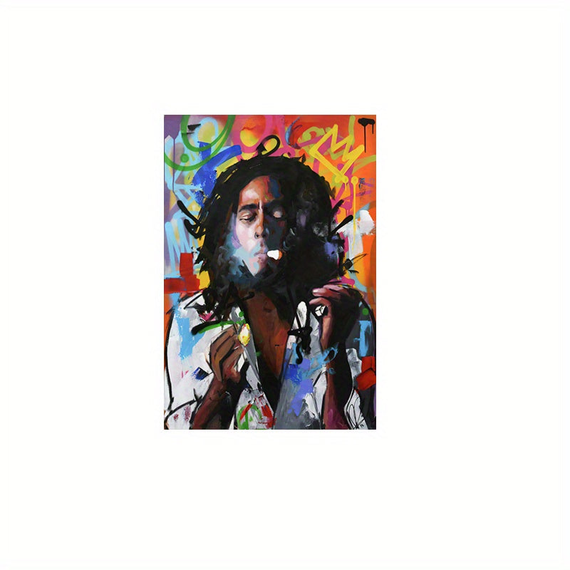 Modern Graffiti Musician Portrait Canvas Art Print - Frameless Wall Decor for Living Room, Bedroom, Office