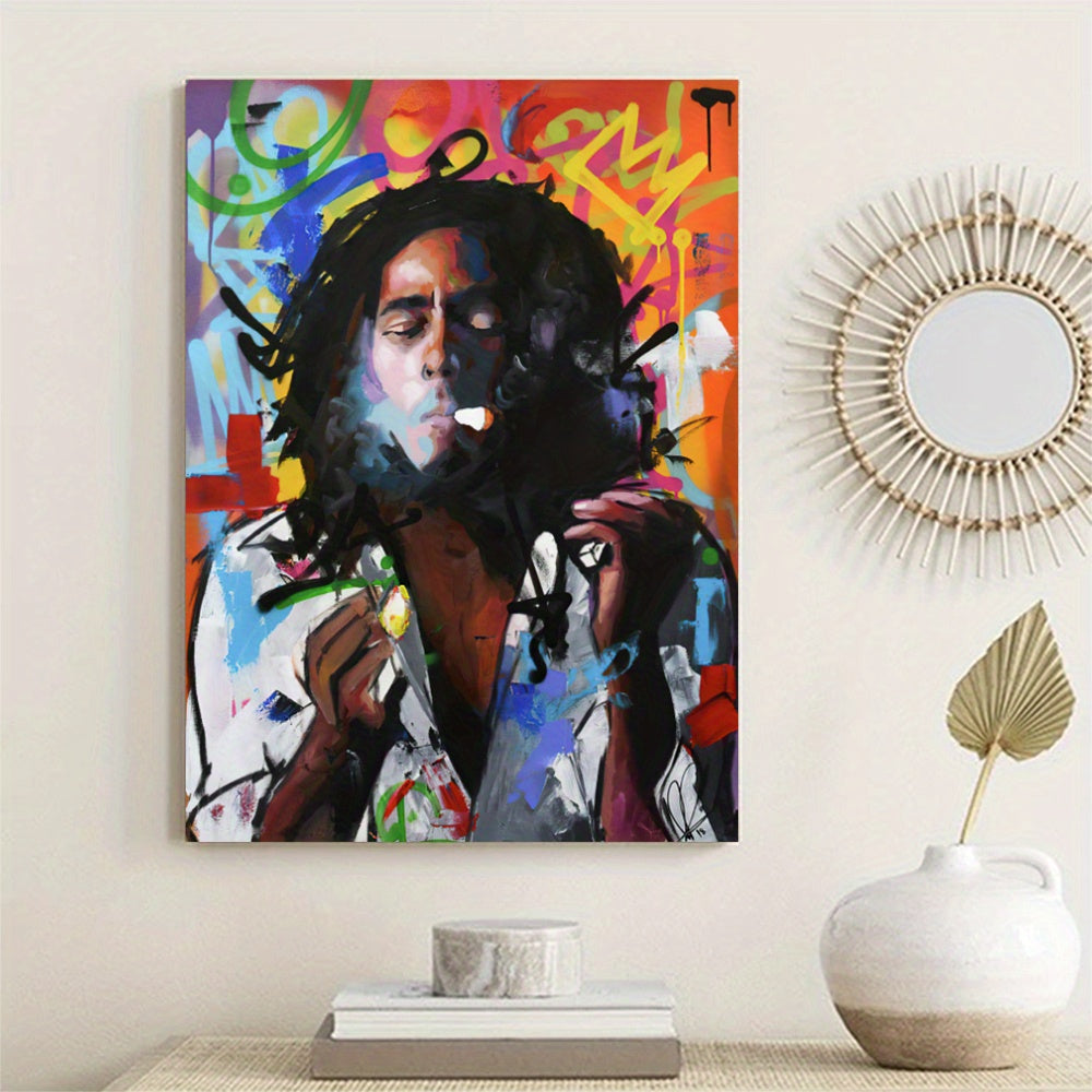 Modern Graffiti Musician Portrait Canvas Art Print - Frameless Wall Decor for Living Room, Bedroom, Office