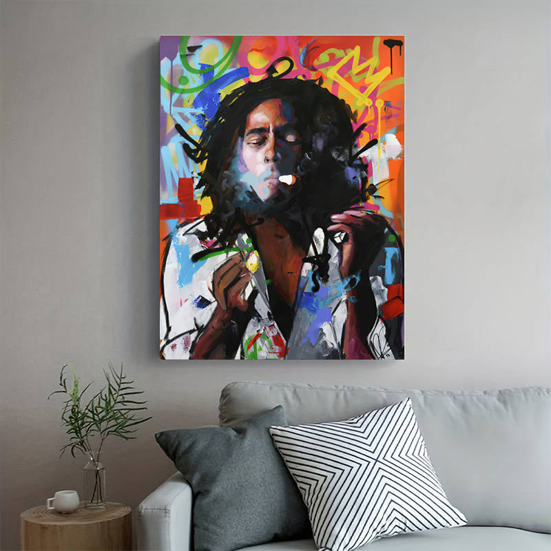 Modern Graffiti Musician Portrait Canvas Art Print - Frameless Wall Decor for Living Room, Bedroom, Office