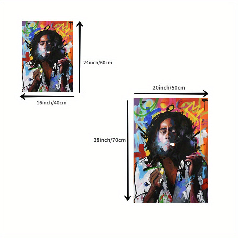 Modern Graffiti Musician Portrait Canvas Art Print - Frameless Wall Decor for Living Room, Bedroom, Office