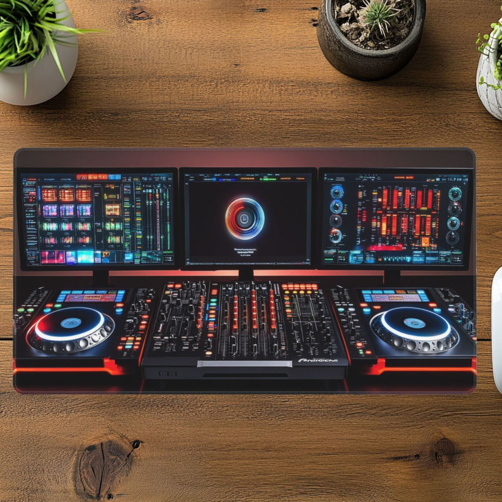 Pro DJ Mousepad with Traktor Kontrol S4 MK3 Design - Illuminated Buttons, Jog Wheels & Digital Displays | Washable & Non-Slip Rubber Base | Ideal for Music Production & Home Studio, DJ Accessories