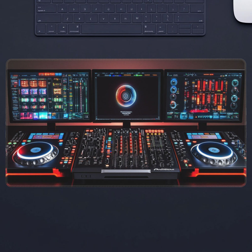 Pro DJ Mousepad with Traktor Kontrol S4 MK3 Design - Illuminated Buttons, Jog Wheels & Digital Displays | Washable & Non-Slip Rubber Base | Ideal for Music Production & Home Studio, DJ Accessories
