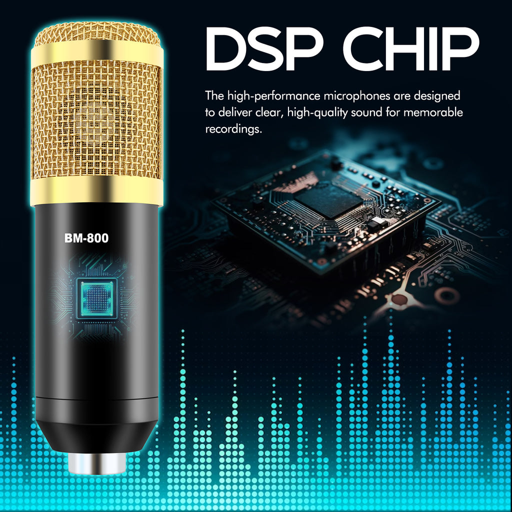 Podcast Equipment Bundle, Live Sound Card with BM800 Recording Studio Microphone, Professional Live Sound Card w/Dj Mixer Effects & Voice Changer for Live Streaming Gaming