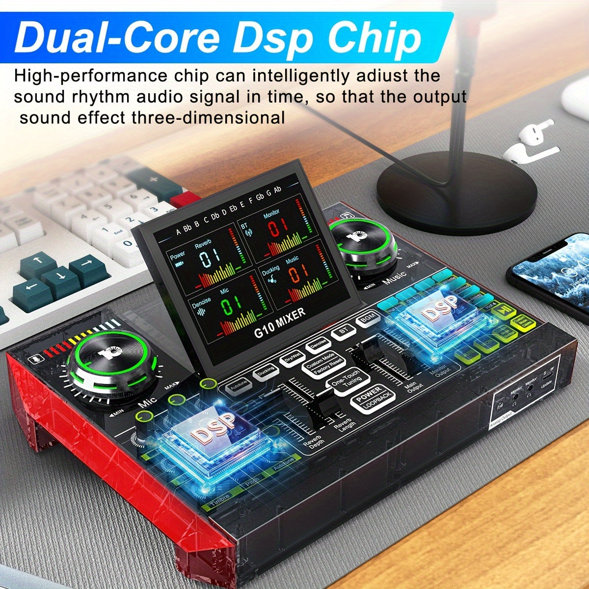 Podcast Equipment Bundle, Recording Studio Package with Voice Changer, Live Sound Card - Audio Interface for Laptop Computer Vlog Living Broadcast Live Streaming Plug & Play PC Computer Kit with Professional Chipset for, Gami