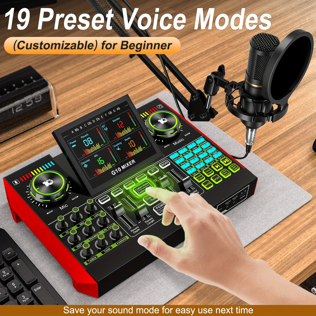 Podcast Equipment Bundle, Recording Studio Package with Voice Changer, Live Sound Card - Audio Interface for Laptop Computer Vlog Living Broadcast Live Streaming Plug & Play PC Computer Kit with Professional Chipset for, Gami
