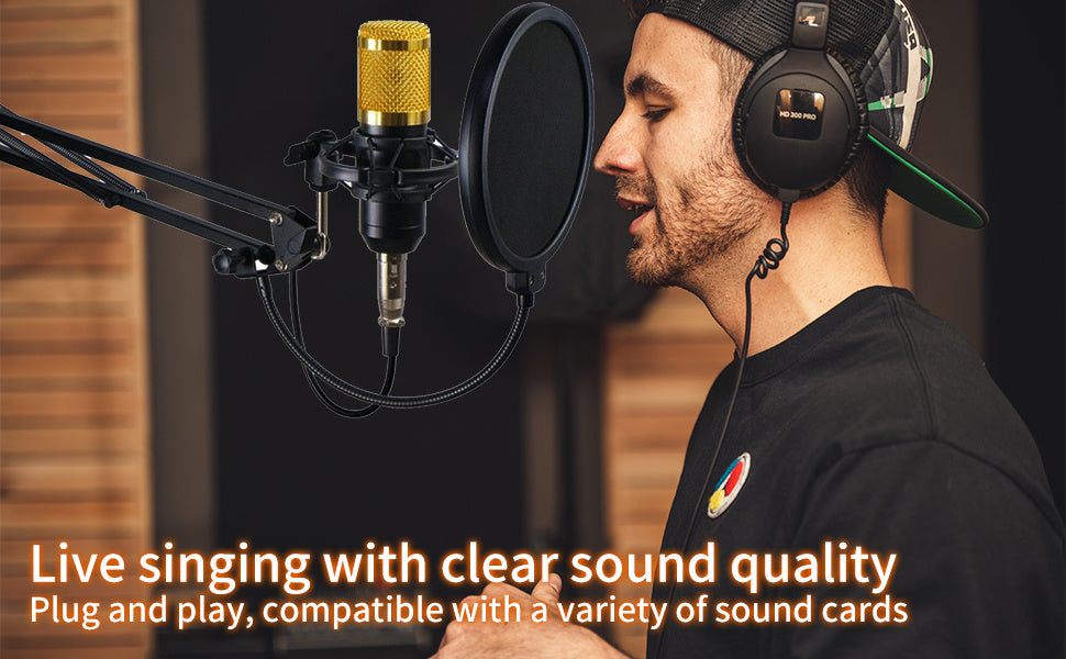 Podcast Equipment Bundle, Live Sound Card with BM800 Recording Studio Microphone, Professional Live Sound Card w/Dj Mixer Effects & Voice Changer for Live Streaming Gaming