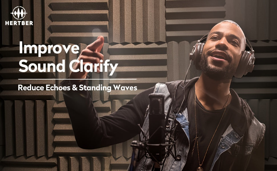 Self adhesive 24 pcs black 12* 12 * 2inches high-density flame-retardant triangular groove sound insulation foam board is suitable for conference studio, recording studio, bedroom, wall and ceiling, dance studio, music room,