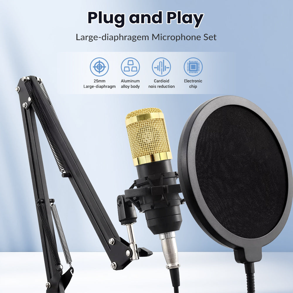 Podcast Equipment Bundle, Live Sound Card with BM800 Recording Studio Microphone, Professional Live Sound Card w/Dj Mixer Effects & Voice Changer for Live Streaming Gaming