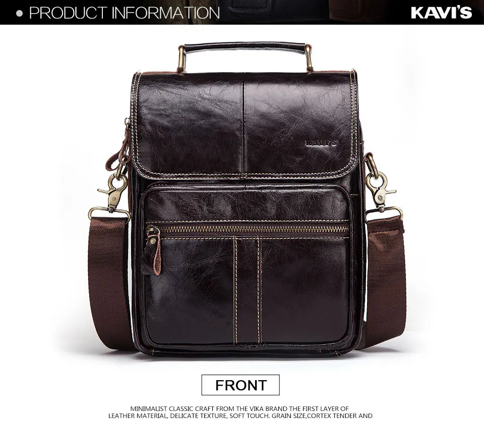 KAVIS NEW Genuine Leather Men's Crossbody Bag Male Business Shoulder Bag for Men High Quality Messenger Bag for 9.7" Ipad Bolsas