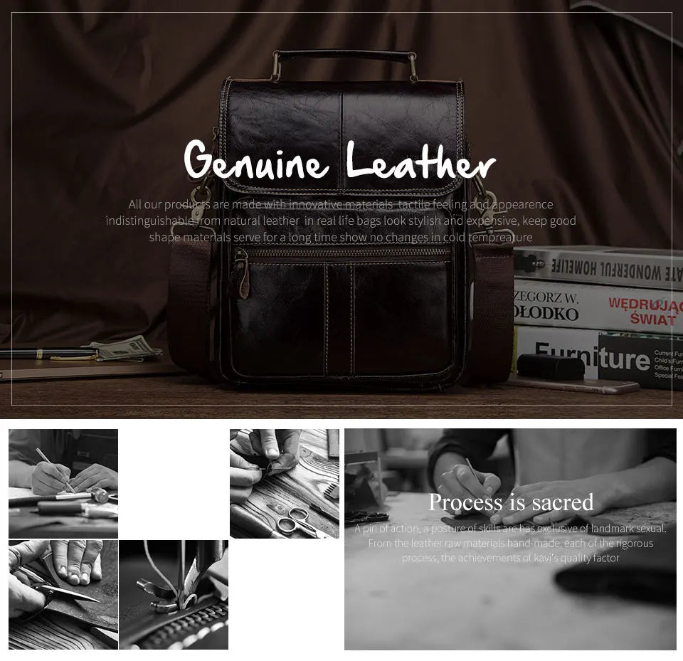 KAVIS NEW Genuine Leather Men's Crossbody Bag Male Business Shoulder Bag for Men High Quality Messenger Bag for 9.7" Ipad Bolsas