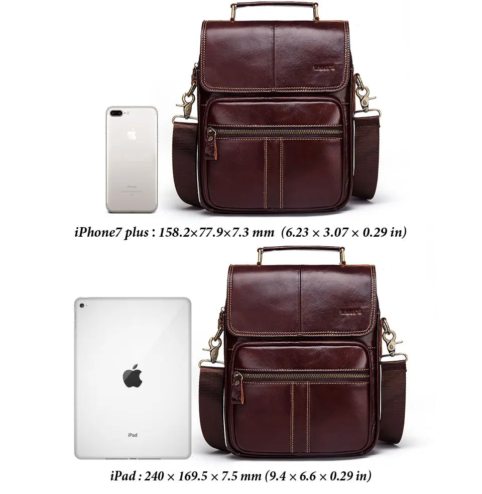 KAVIS NEW Genuine Leather Men's Crossbody Bag Male Business Shoulder Bag for Men High Quality Messenger Bag for 9.7" Ipad Bolsas