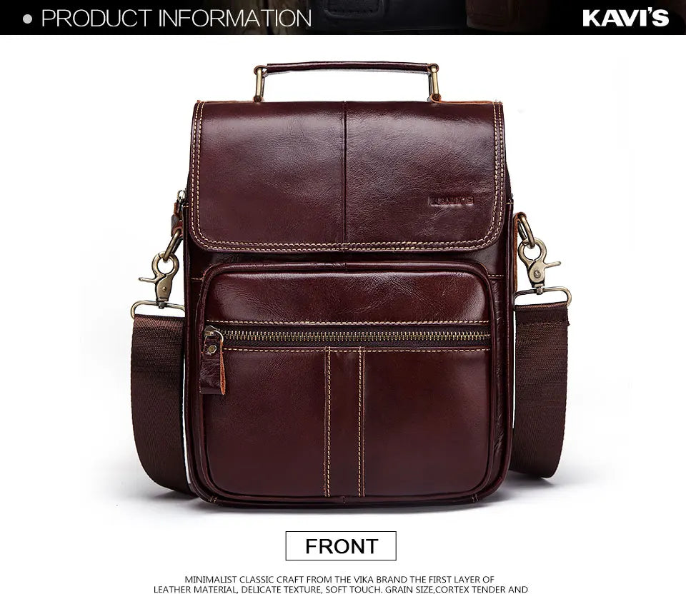 KAVIS NEW Genuine Leather Men's Crossbody Bag Male Business Shoulder Bag for Men High Quality Messenger Bag for 9.7" Ipad Bolsas