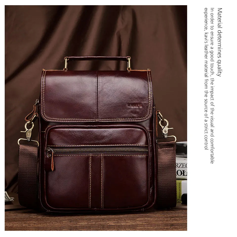 KAVIS NEW Genuine Leather Men's Crossbody Bag Male Business Shoulder Bag for Men High Quality Messenger Bag for 9.7" Ipad Bolsas
