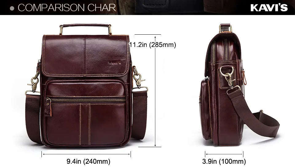 KAVIS NEW Genuine Leather Men's Crossbody Bag Male Business Shoulder Bag for Men High Quality Messenger Bag for 9.7" Ipad Bolsas