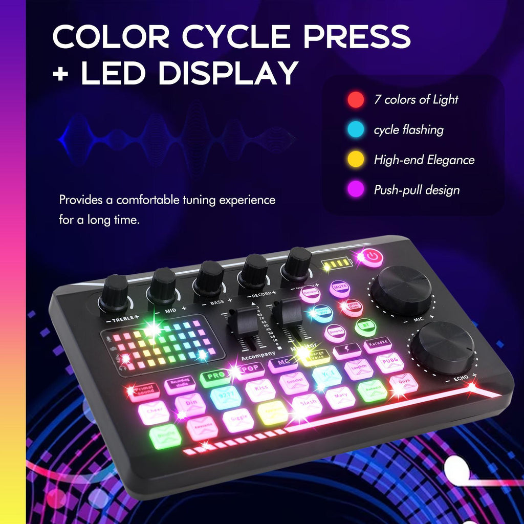 Podcast Equipment Bundle, Live Sound Card with BM800 Recording Studio Microphone, Professional Live Sound Card w/Dj Mixer Effects & Voice Changer for Live Streaming Gaming